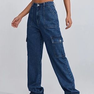 Shein high waisted baggy leg cargo jeans